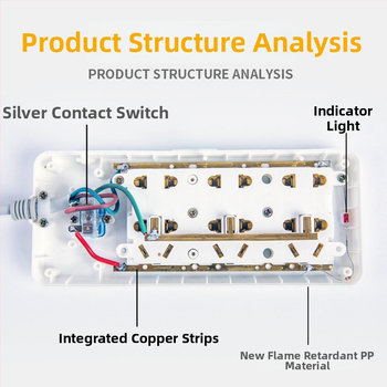 Maitinimo juostelė su nepriklausomu jungikliu, 3 kištukai, 10A, 100–250V, 2500W