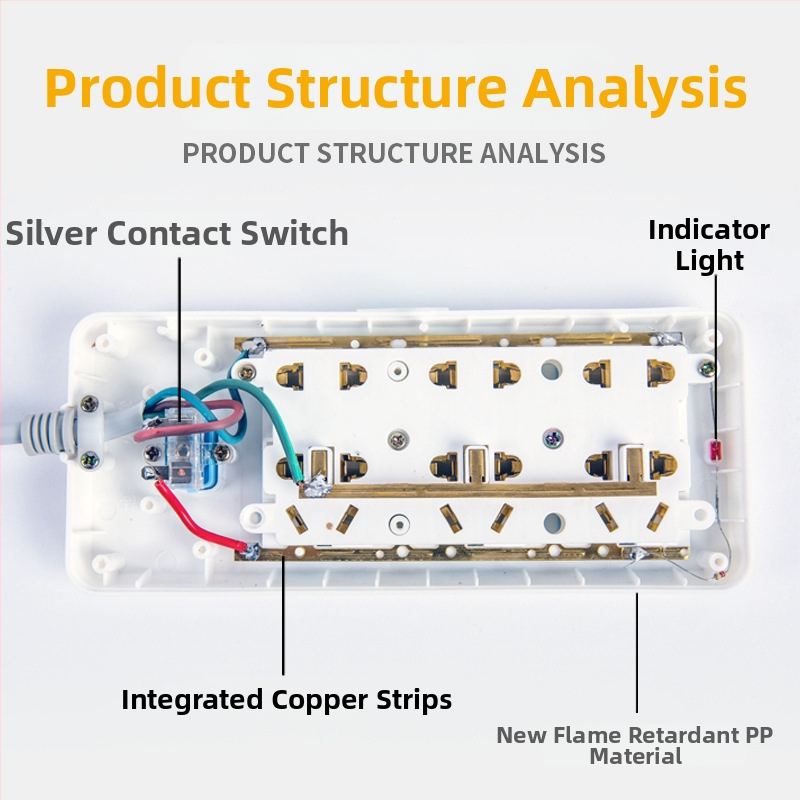 Sadales ar neatkarīgu slēdzi, 3 kontaktligzdas, 10A, 100–250V, 2500W