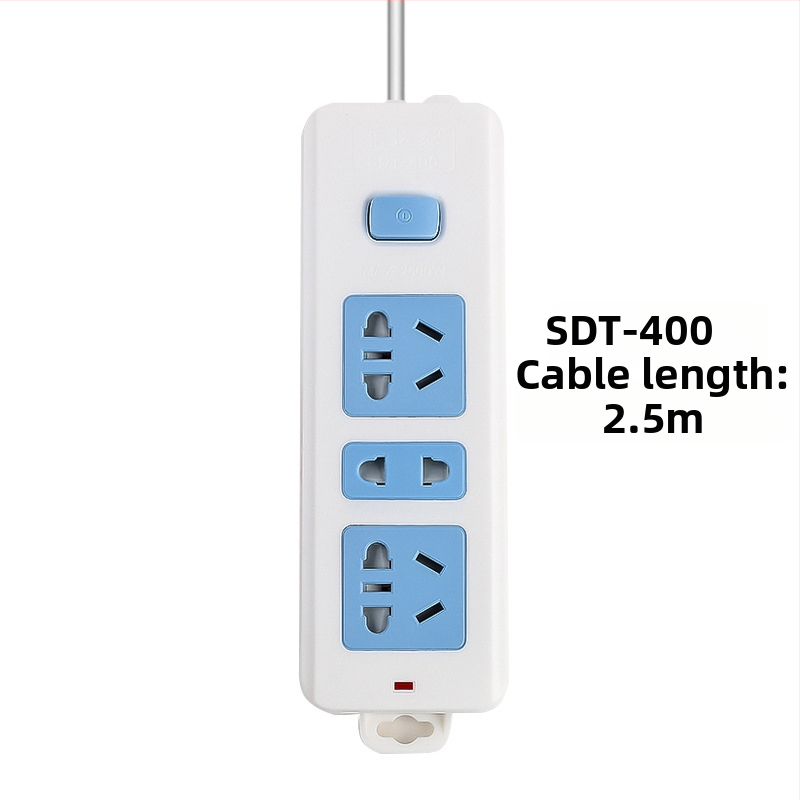 Maitinimo juostelė su nepriklausomu jungikliu, 3 kištukai, 10A, 100–250V, 2500W