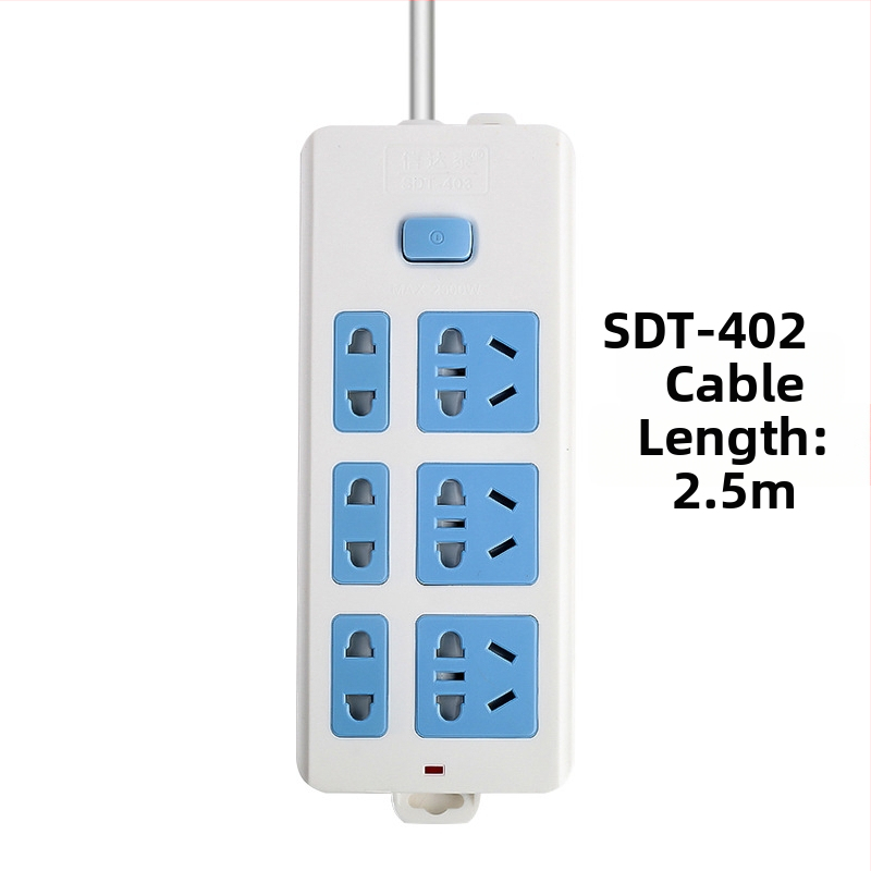 Maitinimo juostelė su nepriklausomu jungikliu, 3 kištukai, 10A, 100–250V, 2500W