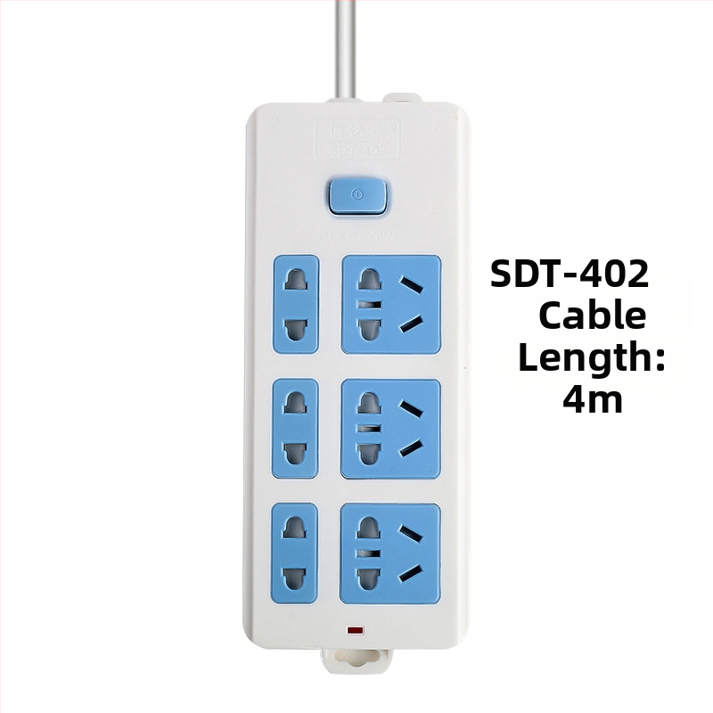 Maitinimo juostelė su nepriklausomu jungikliu, 3 kištukai, 10A, 100–250V, 2500W