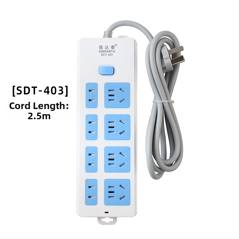 Maitinimo juostelė su nepriklausomu jungikliu, 3 kištukai, 10A, 100–250V, 2500W