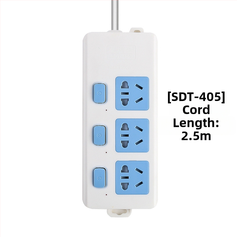 Maitinimo juostelė su nepriklausomu jungikliu, 3 kištukai, 10A, 100–250V, 2500W