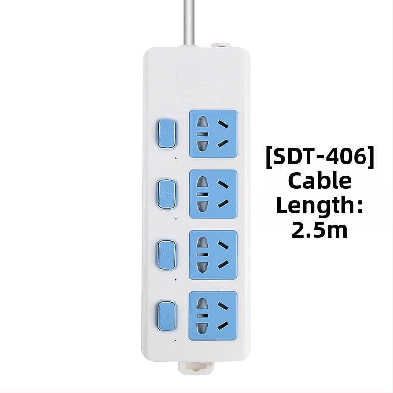 Maitinimo juostelė su nepriklausomu jungikliu, 3 kištukai, 10A, 100–250V, 2500W