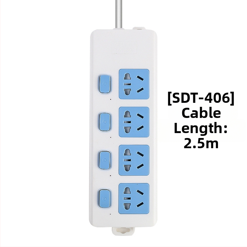 Maitinimo juostelė su nepriklausomu jungikliu, 3 kištukai, 10A, 100–250V, 2500W