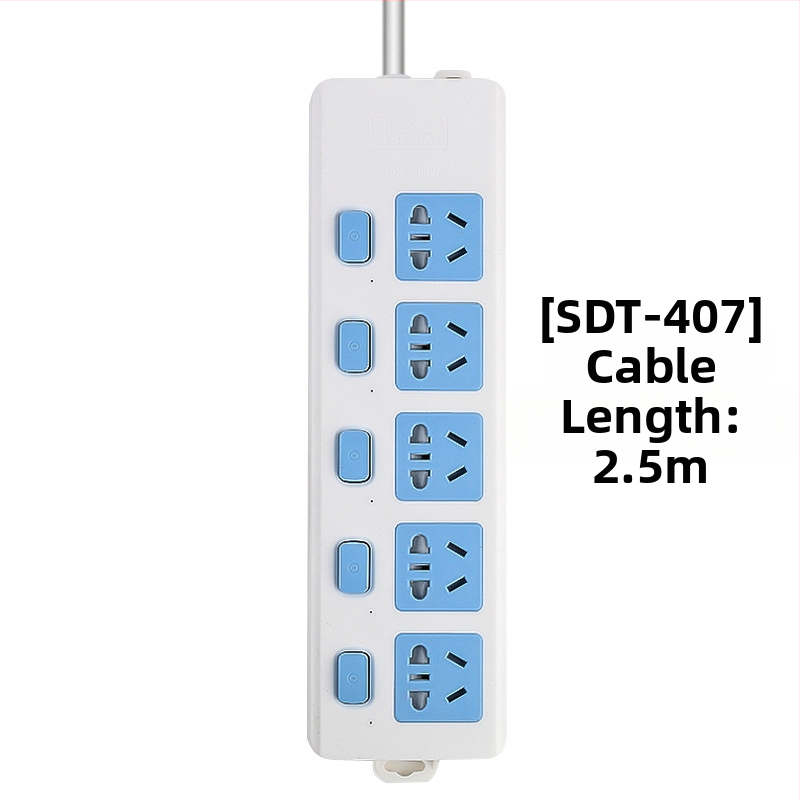Maitinimo juostelė su nepriklausomu jungikliu, 3 kištukai, 10A, 100–250V, 2500W