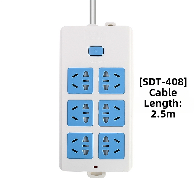 Maitinimo juostelė su nepriklausomu jungikliu, 3 kištukai, 10A, 100–250V, 2500W