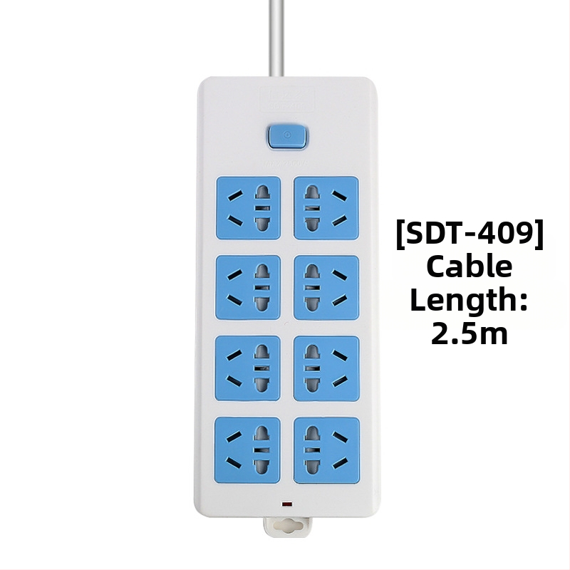 Maitinimo juostelė su nepriklausomu jungikliu, 3 kištukai, 10A, 100–250V, 2500W