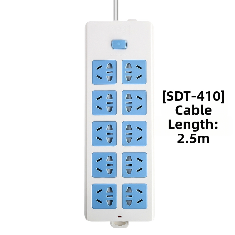 Maitinimo juostelė su nepriklausomu jungikliu, 3 kištukai, 10A, 100–250V, 2500W