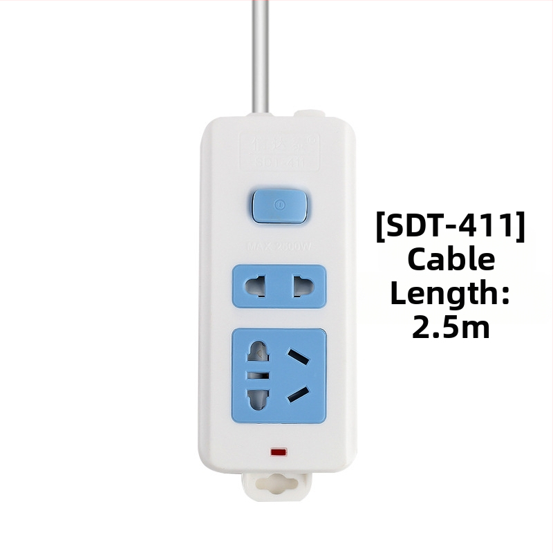 Maitinimo juostelė su nepriklausomu jungikliu, 3 kištukai, 10A, 100–250V, 2500W