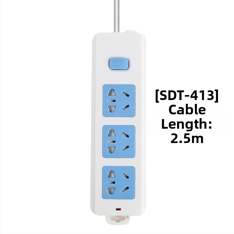 Maitinimo juostelė su nepriklausomu jungikliu, 3 kištukai, 10A, 100–250V, 2500W