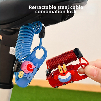 Dviratininko plieninio kabelio spyna su slaptažodžiu, mielas animacinis dizainas, svoris 1,0 kg, Amerikos stilius