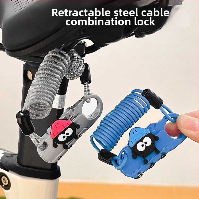 Dviratininko plieninio kabelio spyna su slaptažodžiu, mielas animacinis dizainas, svoris 1,0 kg, Amerikos stilius