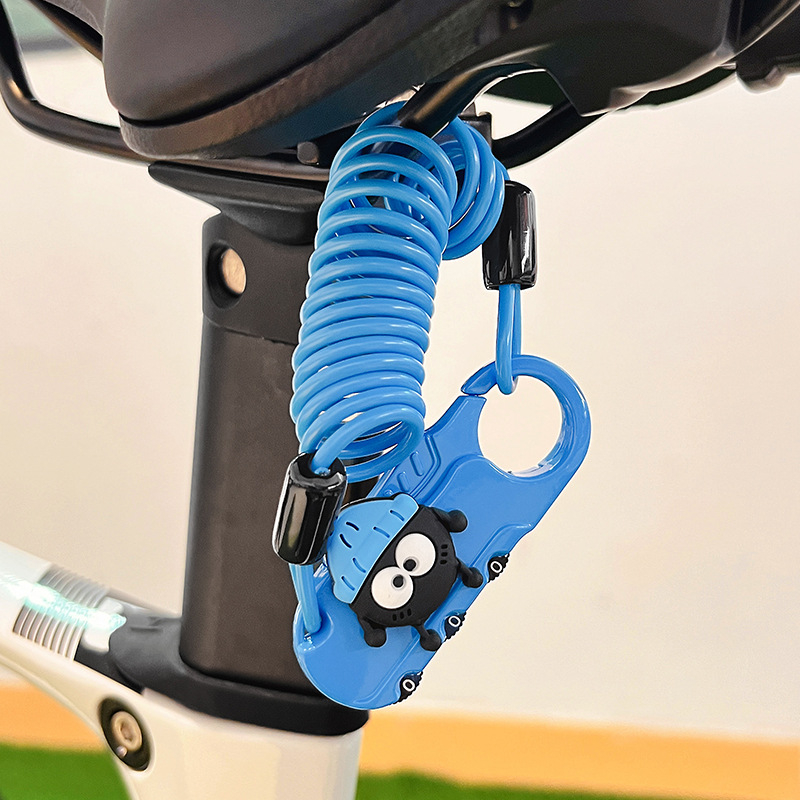 Dviratininko plieninio kabelio spyna su slaptažodžiu, mielas animacinis dizainas, svoris 1,0 kg, Amerikos stilius