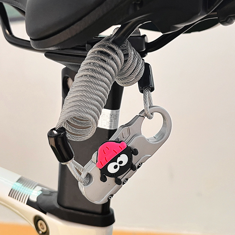 Dviratininko plieninio kabelio spyna su slaptažodžiu, mielas animacinis dizainas, svoris 1,0 kg, Amerikos stilius