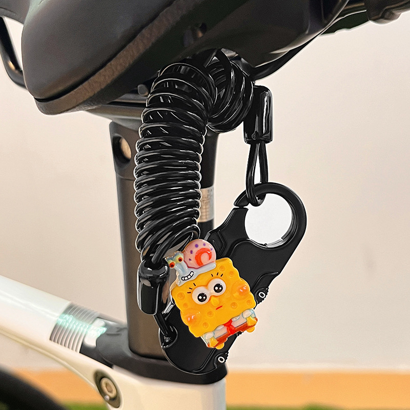 Dviratininko plieninio kabelio spyna su slaptažodžiu, mielas animacinis dizainas, svoris 1,0 kg, Amerikos stilius