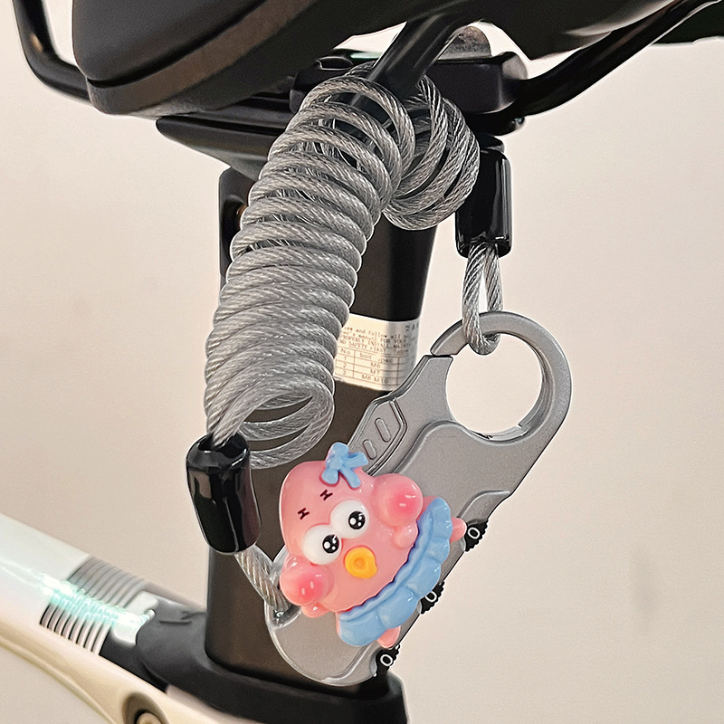 Dviratininko plieninio kabelio spyna su slaptažodžiu, mielas animacinis dizainas, svoris 1,0 kg, Amerikos stilius