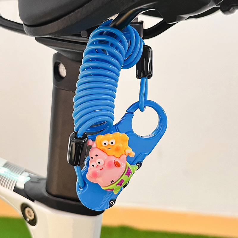 Dviratininko plieninio kabelio spyna su slaptažodžiu, mielas animacinis dizainas, svoris 1,0 kg, Amerikos stilius