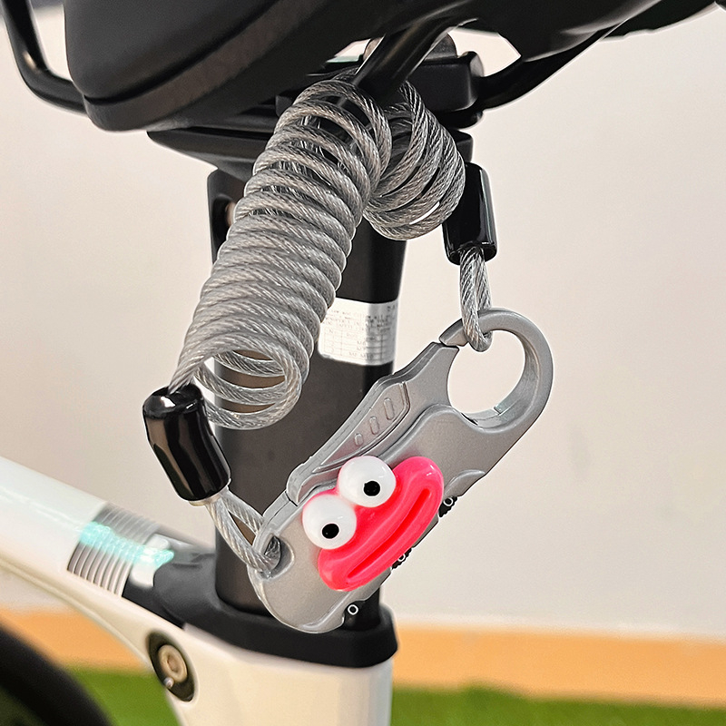 Dviratininko plieninio kabelio spyna su slaptažodžiu, mielas animacinis dizainas, svoris 1,0 kg, Amerikos stilius