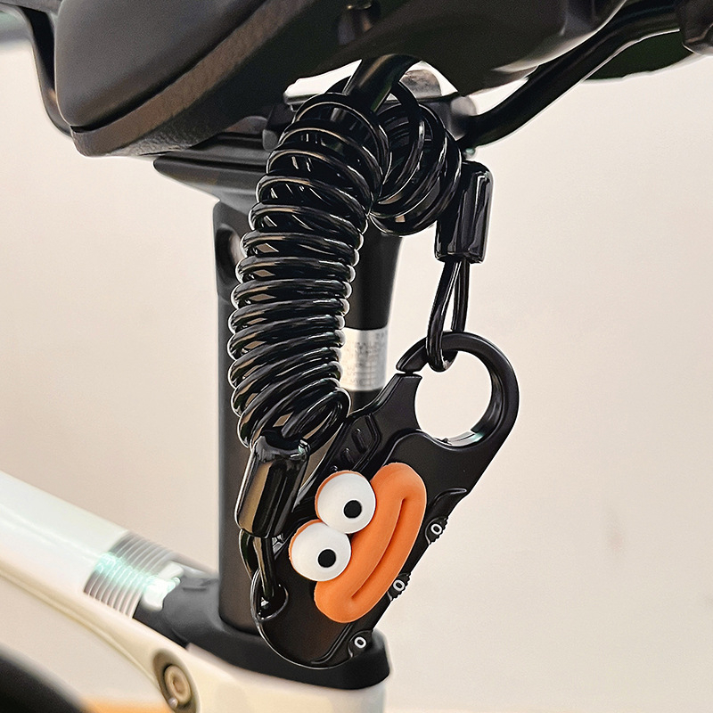 Dviratininko plieninio kabelio spyna su slaptažodžiu, mielas animacinis dizainas, svoris 1,0 kg, Amerikos stilius