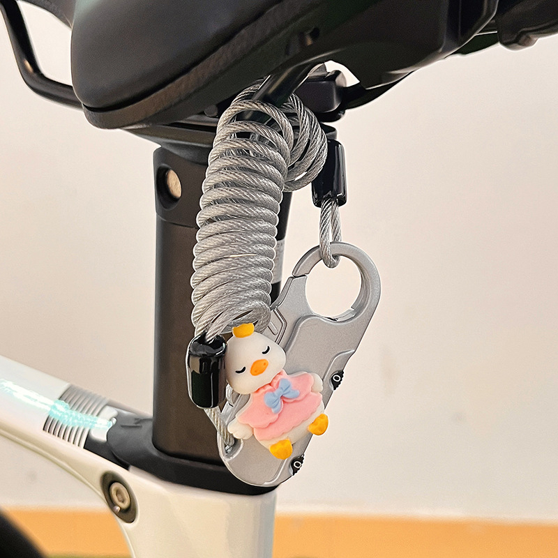 Dviratininko plieninio kabelio spyna su slaptažodžiu, mielas animacinis dizainas, svoris 1,0 kg, Amerikos stilius