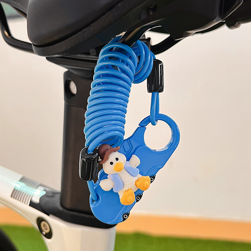 Dviratininko plieninio kabelio spyna su slaptažodžiu, mielas animacinis dizainas, svoris 1,0 kg, Amerikos stilius