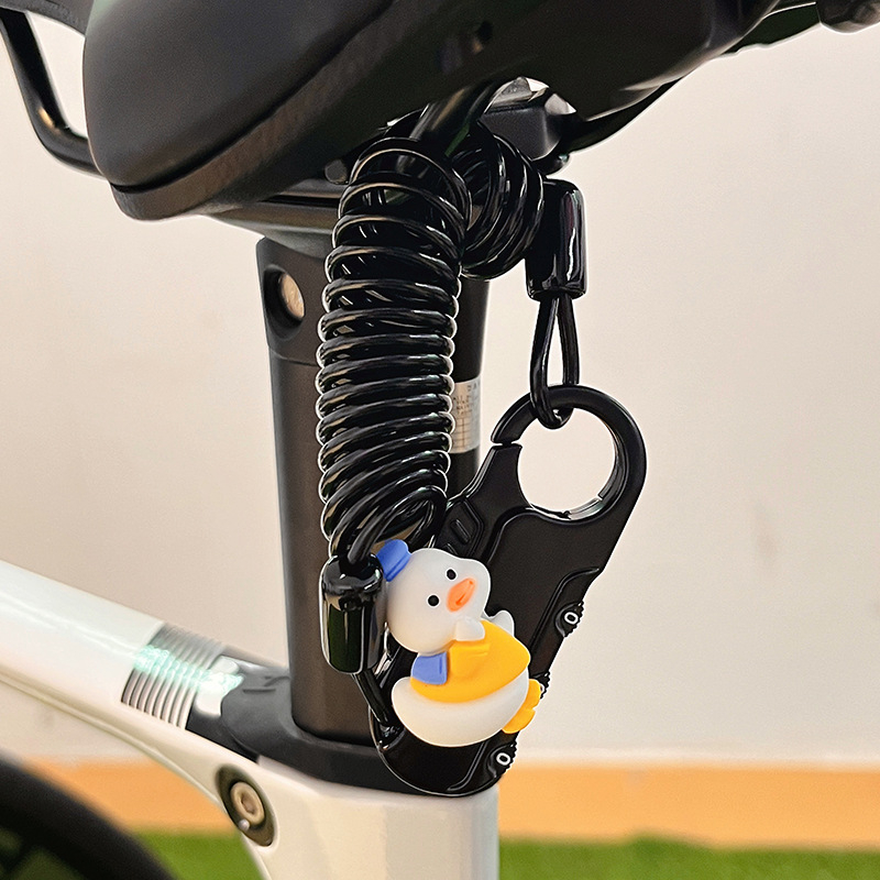 Dviratininko plieninio kabelio spyna su slaptažodžiu, mielas animacinis dizainas, svoris 1,0 kg, Amerikos stilius