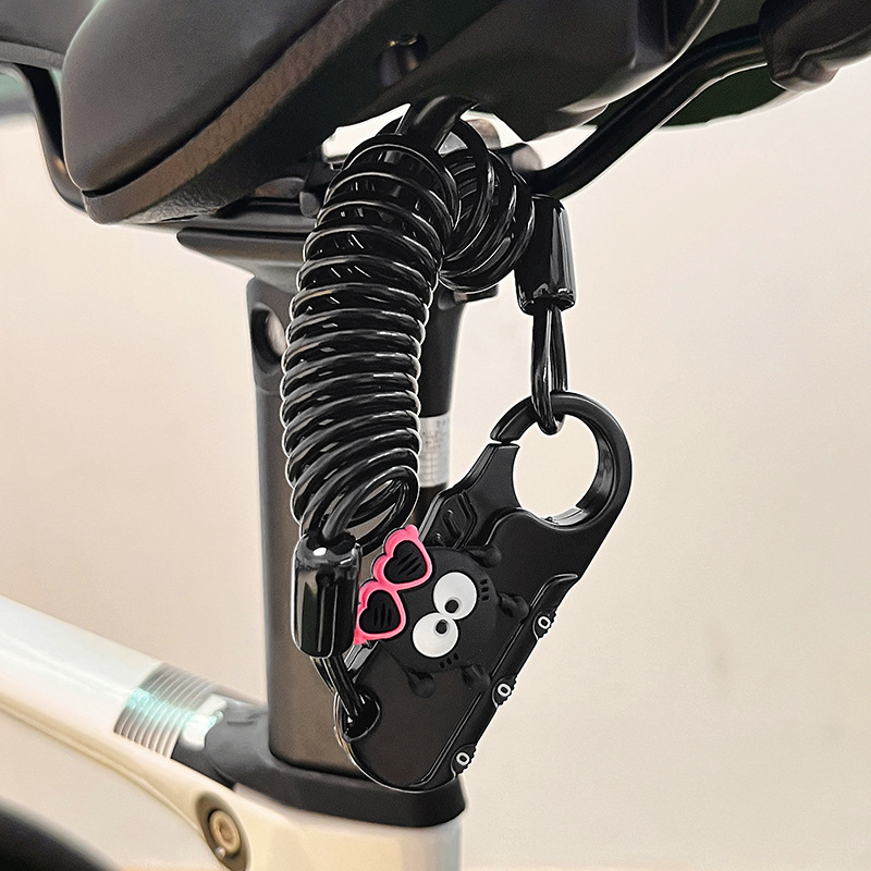 Dviratininko plieninio kabelio spyna su slaptažodžiu, mielas animacinis dizainas, svoris 1,0 kg, Amerikos stilius