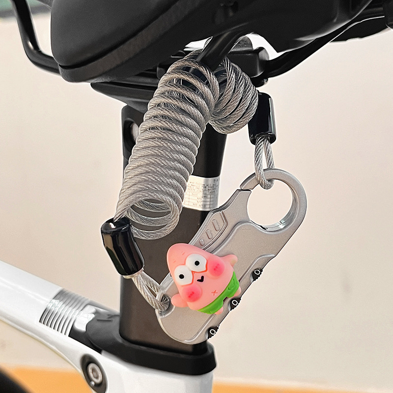 Dviratininko plieninio kabelio spyna su slaptažodžiu, mielas animacinis dizainas, svoris 1,0 kg, Amerikos stilius