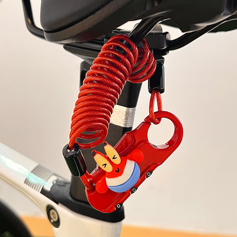 Dviratininko plieninio kabelio spyna su slaptažodžiu, mielas animacinis dizainas, svoris 1,0 kg, Amerikos stilius