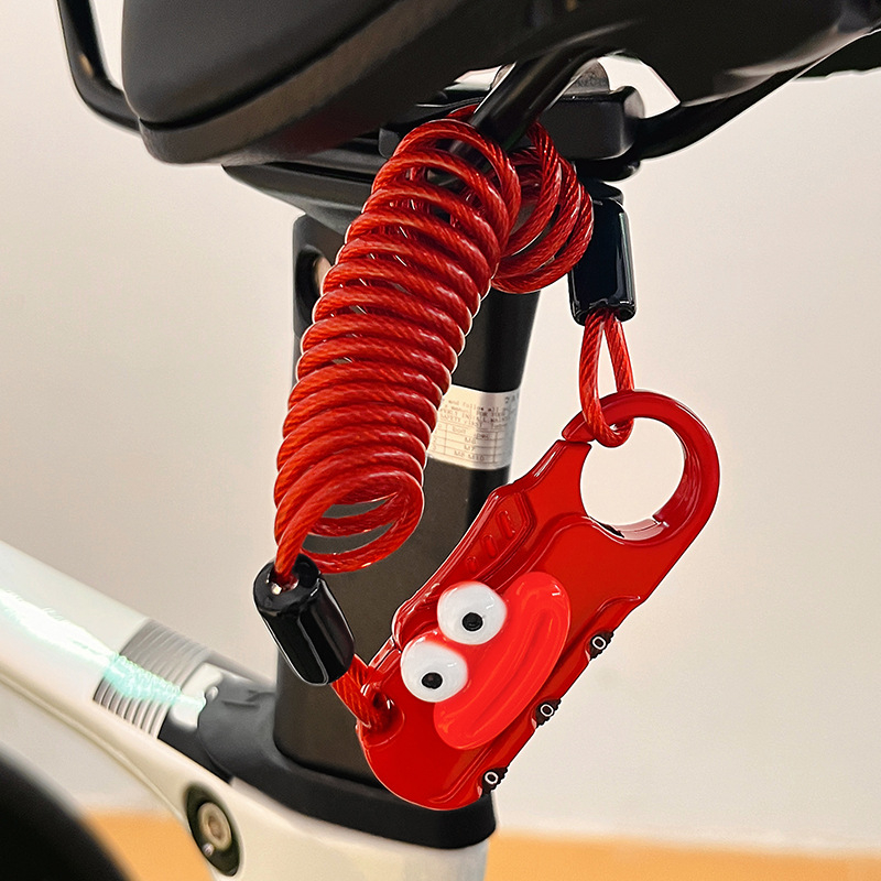 Dviratininko plieninio kabelio spyna su slaptažodžiu, mielas animacinis dizainas, svoris 1,0 kg, Amerikos stilius