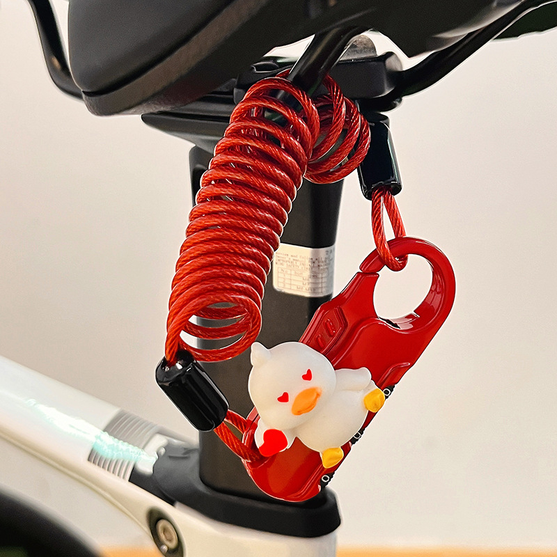 Dviratininko plieninio kabelio spyna su slaptažodžiu, mielas animacinis dizainas, svoris 1,0 kg, Amerikos stilius