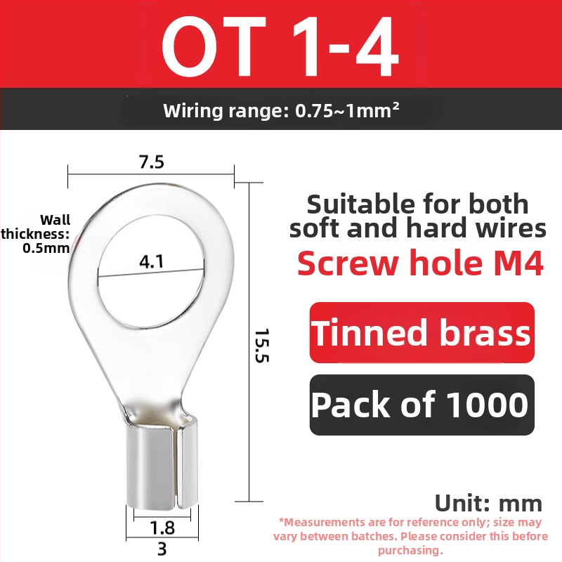 OT4-5 crimp terminal, okrugla gola glava, O-typ, otvoren nos