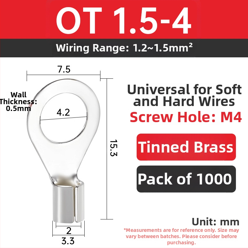 OT4-5 crimp terminal, okrugla gola glava, O-typ, otvoren nos