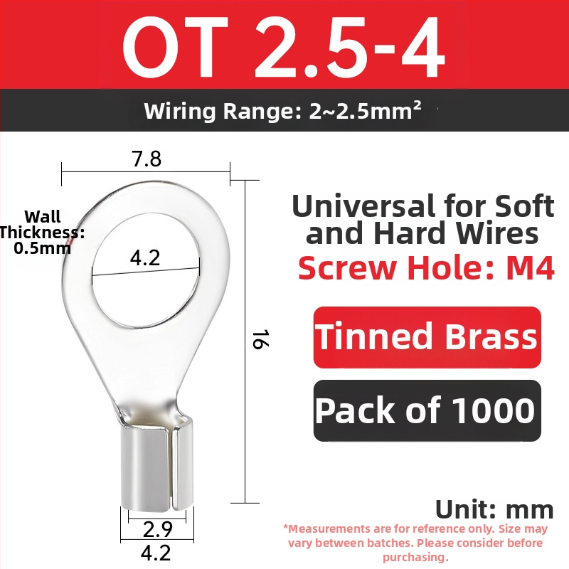 OT4-5 crimp terminal, okrugla gola glava, O-typ, otvoren nos