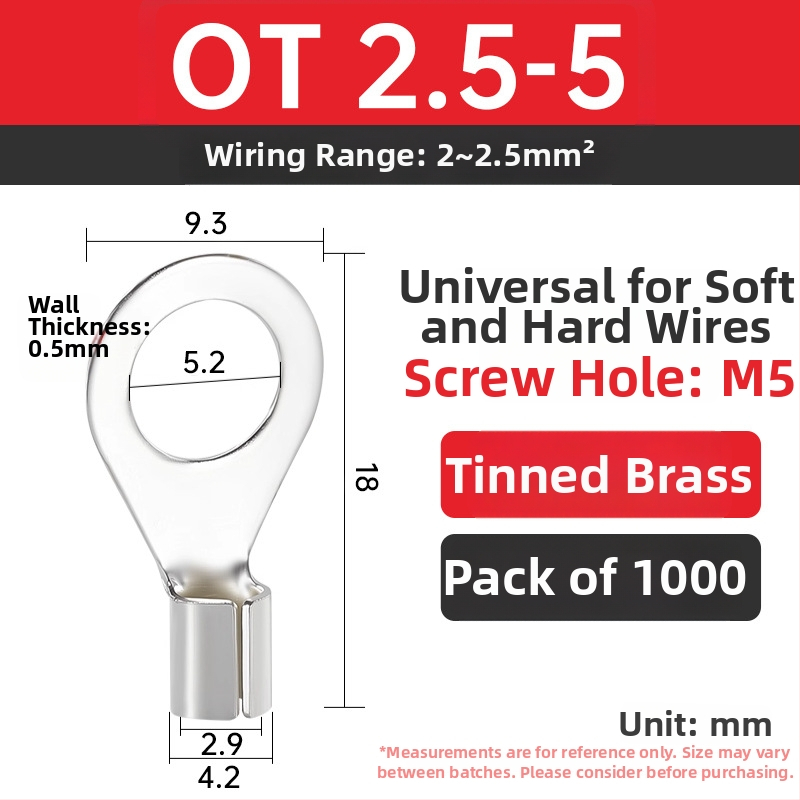 OT4-5 crimp terminal, okrugla gola glava, O-typ, otvoren nos