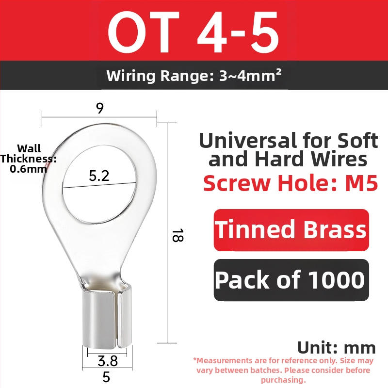 OT4-5 crimp terminal, okrugla gola glava, O-typ, otvoren nos