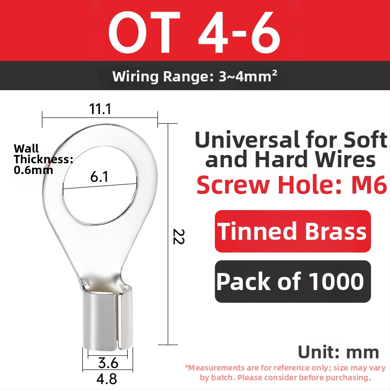 OT4-5 crimp terminal, okrugla gola glava, O-typ, otvoren nos