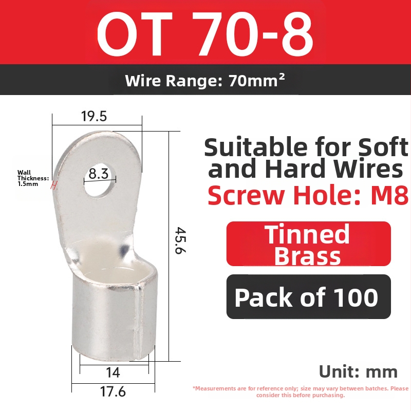 OT4-5 crimp terminal, okrugla gola glava, O-typ, otvoren nos
