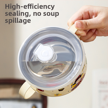 Detská miska na polievku z 316 nerezovej ocele s pokrievkou, dvojvrstvová, s dvoma uchami, nie je vhodná do mikrovlnky