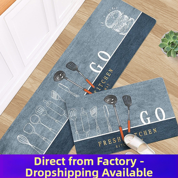 Kuchynský podlahový koberec – Polyester, Tkaný, Geometrický vzor, Karikatúrny štýl, Ručné pranie