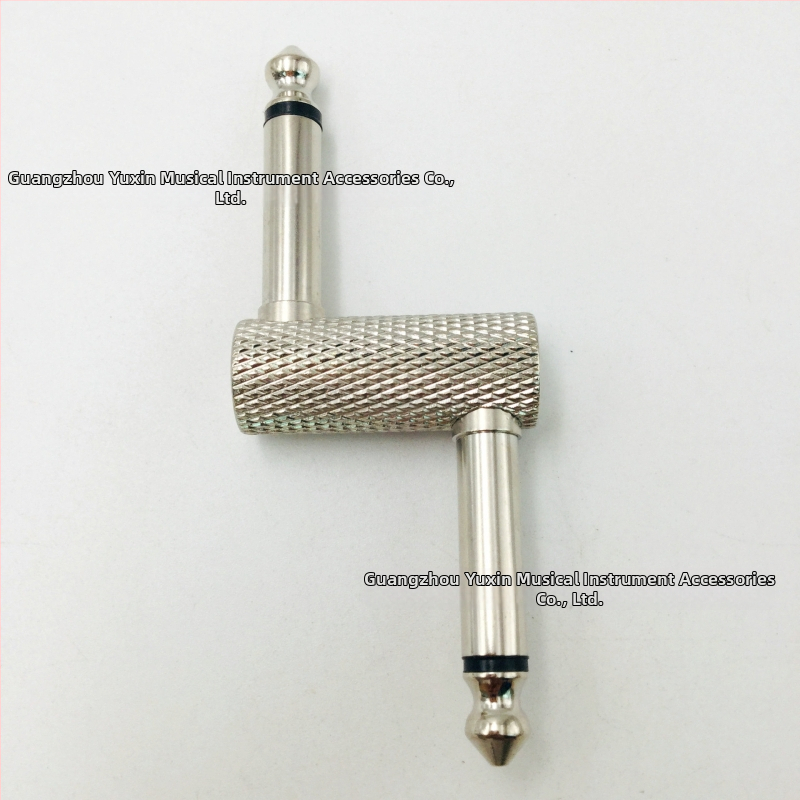 Audio adapteris 6,35 mm stereo, niķelēts metāls, modelis YX0296A, dubultais spraudnis, muzikāliem instrumentiem