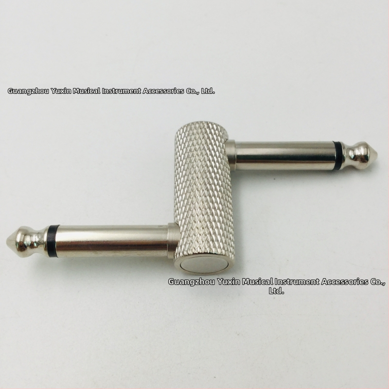 Audio adapteris 6,35 mm stereo, niķelēts metāls, modelis YX0296A, dubultais spraudnis, muzikāliem instrumentiem