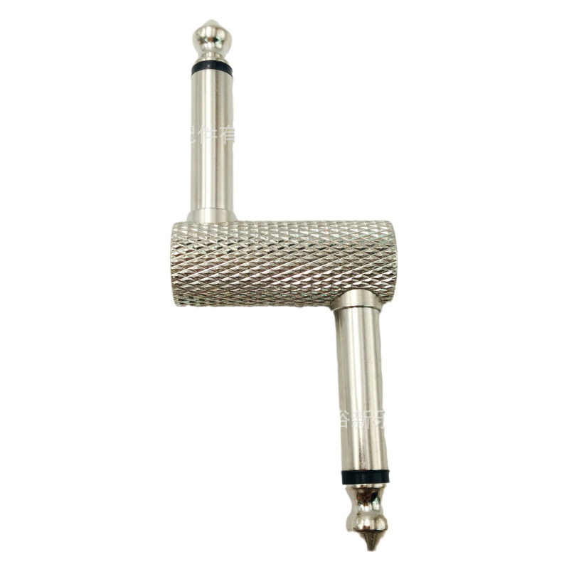 Audio adapteris 6,35 mm stereo, niķelēts metāls, modelis YX0296A, dubultais spraudnis, muzikāliem instrumentiem