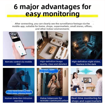 Gudra bezvadu kamera 1080p, 4G bez datiem, Nakts redzamība, Vadība ar mobilo lietotni, Iekštelpu izmantošana