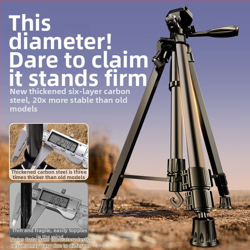 Kameras statīvs grīdās SLR, makro un mobilo fotografēšanai, 1,8 m augstums, metāla konstrukcija, 3 sadaļas