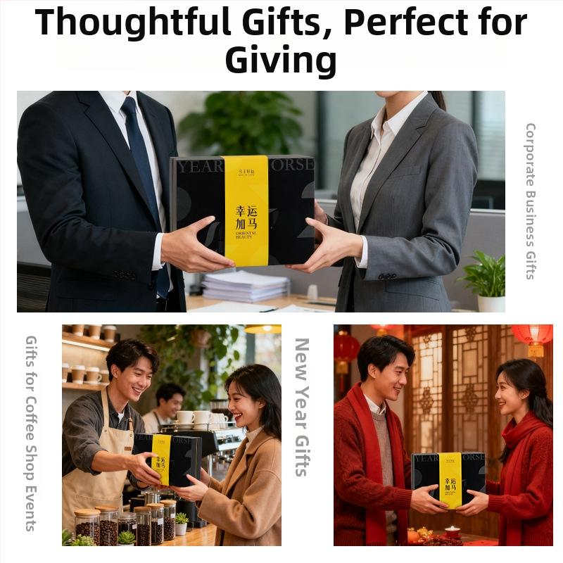 Rok koně: Sada darčekov na kávu pour-over s darčekovou škatuľkou – firemný dar, Lucky Horse