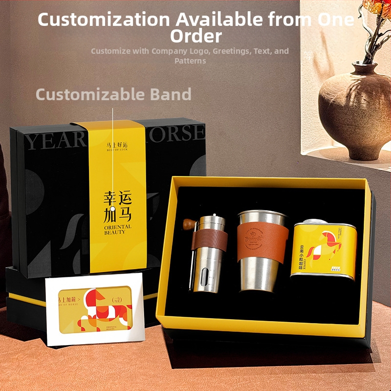 Rok koně: Sada darčekov na kávu pour-over s darčekovou škatuľkou – firemný dar, Lucky Horse