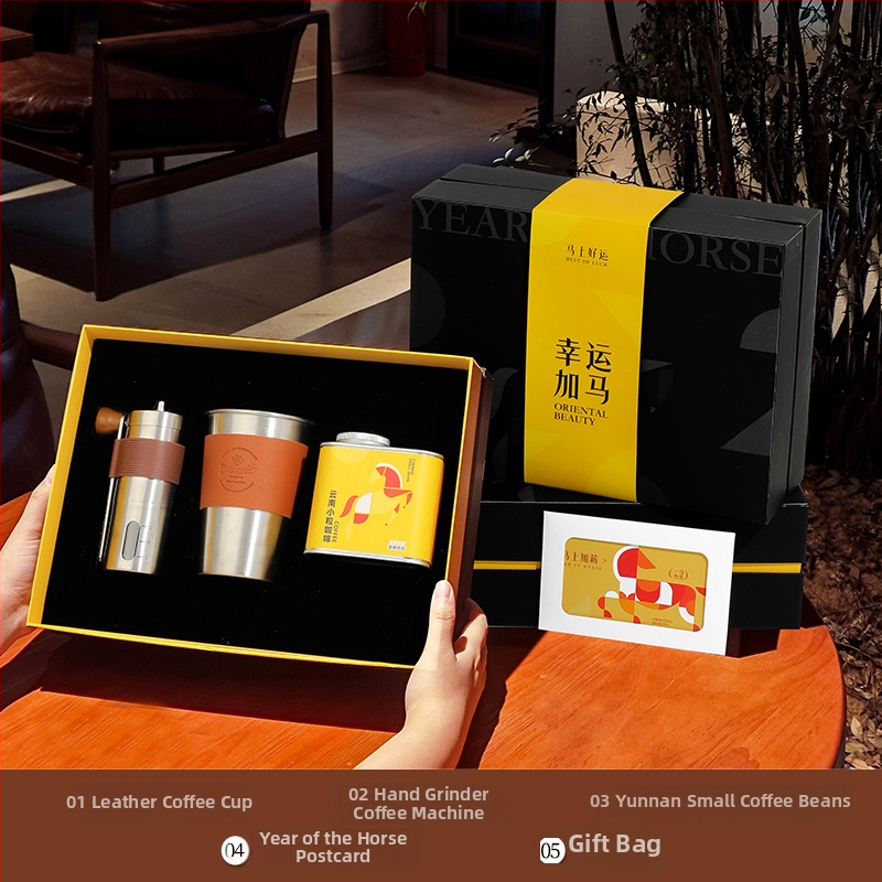 Rok koně: Sada darčekov na kávu pour-over s darčekovou škatuľkou – firemný dar, Lucky Horse