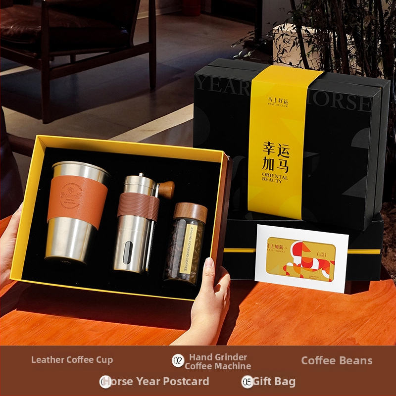 Rok koně: Sada darčekov na kávu pour-over s darčekovou škatuľkou – firemný dar, Lucky Horse